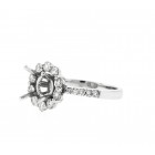 0.78 Cts. 18K White Gold Diamond Halo Engagement Ring Setting With Halo